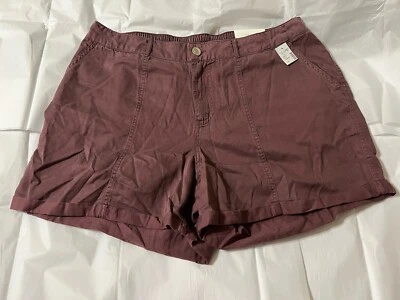 Pantalones Cortos Maurices Para Mujer Talla Grande 16W Tiro Medio Mezcla de Algodón Pull On Púrpura Malva Foto 1 de 4