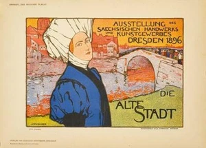 DIE ALTE STADT BY FISCHER DAS MODERNE PLAKAT 1897 ORIGINAL STONE LITHOGRAPH - Picture 1 of 1