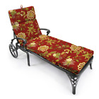 Outdoor Chaise Lounge Cushion Red Floral Rectangular Patio Chair Seating 72x22"