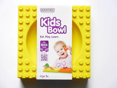 Klemmbaustein-Fan: Kinder Besteck Schüssel gelb Kids Learning Bricks Placematix - Bild 1 von 2