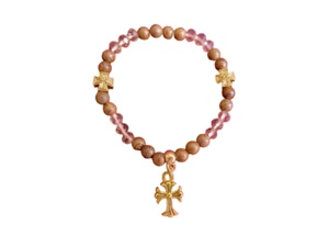 Pulsera elástica cuerda de oración ortodoxa bizantina griega con cuentas de madera y cristal - Imagen 1 de 1