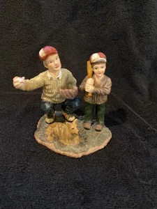Seltene Vintage Vater lehrt Sohn Baseball mit Hund Figur Statue - Bild 1 von 6