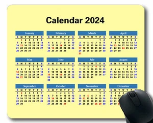 Calendar 2024 Year Mouse Pad,Pink Mouse Pad with Stitched Edge - Picture 1 of 37