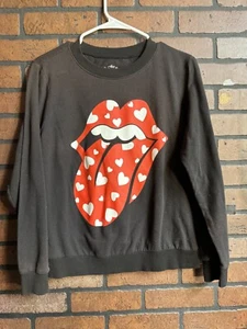 THE ROLLING STONES Official Women's Tongue Band Logo Sweatshirt Med - Picture 1 of 4