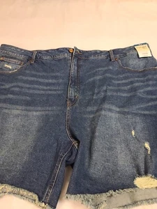 NWT TERRA & SKY Women's Denim Distressed Cutoff High-Rise Women's Shorts;Sz26W - Picture 1 of 18