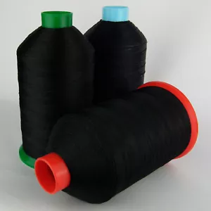 STRONG BONDED NYLON SEWING THREAD 20s 30s 40s 60s TKT LEATHER CRAFT REPAIR BLACK - Picture 1 of 1