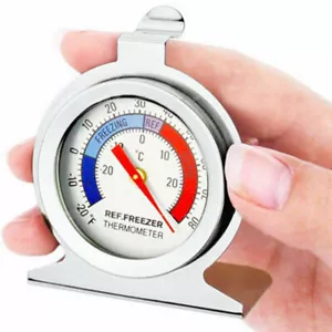 Stainless Steel Fridge Freezer Dial Temperature Thermometer Gauge Stands & Hang - Picture 1 of 8