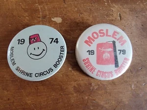 Refuerzo de circo del santuario musulmán 1974-79 Pinback fraternal masónico - Imagen 1 de 6
