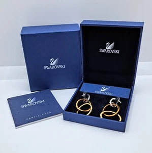 Pendientes de aro Swarovski tricolor genuinos plata/oro/cobre con cristales 886813 - Imagen 1 de 7