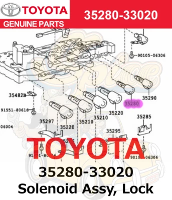 Conjunto de solenoide genuino Toyota Camry Highlander RAV4 Sienna, bloqueo 35280-33020 Foto 1 de 2