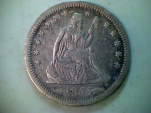 1855-S  Arrows Liberty Seated Quarter XF scarce date  - Picture 1 of 2