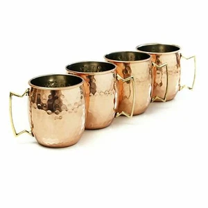 Pure Copper Moscow Mule Mugs Hammered Cups Ayurveda Health Benefits 4Pcs 450ml - Picture 1 of 4