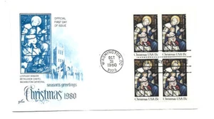 1842 1980 Christmas Madonna ArtCraft block of 4 FDC - Picture 1 of 1