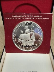 1973 Bahamas Sterling Silver Proof 10 Dollar Coin with COA & Box