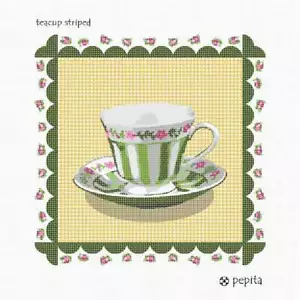 Teacup Striped Needlepoint Kit or Canvas - Picture 1 of 1
