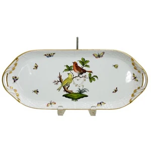 Herend Hungary Rothschild Birds Porcelain 14" Sandwich Tray #436 - Picture 1 of 4