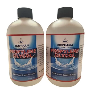 BIOPHARM Propylene Glycol USP, Kosher, Food Grade 2-Pack 500 mL each