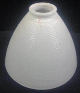 Vintage White Milk Glass 8" Oil Lamp Diffuser Waffle Torchiere Shade Glass - Picture 1 of 3
