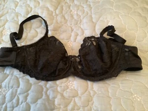 FAUVE BLACK LACE BRA UNDERWIRED BALCONY BRA SIZE 34E - Picture 1 of 7