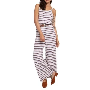 VOLCOM STONE ROW Striped Jumpsuit Skate Night Jumper Red White Blue - Picture 1 of 19