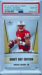 2012 Leaf National Convention Draft Day #7 Russell Wilson Rookie PSA 10 GEM MINT - Picture 1 of 2