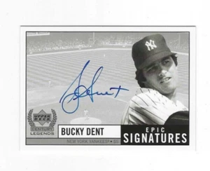 Autographed 1999 UPPER DECK LEGENDS BUCKY DENT New York Yankees card #BD w/COA - Picture 1 of 1