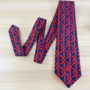 OLEG CASSINI Neck Tie Classic Mens Blue Red Jacquard Geometric Bold Bright WIDE - Picture 1 of 9