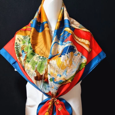 RARE VINTAGE HERMES Silk Scarf "Brise de Charme" Carre 90 Duty-free US - Image 1 of 4