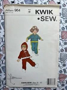 Traje de Correr Kwik Costura Patrón 964 Niñas Talla 2-4 Corte Completo - Imagen 1 de 3