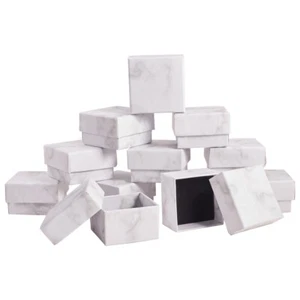 24 un. cajas de anillo de joyería de cartón cuadrado mármol blanco 5,2x5,2x3,3 cm - Imagen 1 de 6