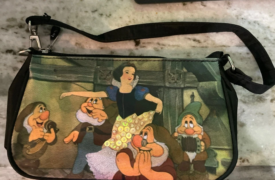 Disney Blancanieves Siete Enanos Dopey Lentejuelas Brillo Bolso de Mano Cartera Niñas Mujeres Foto 1 de 1