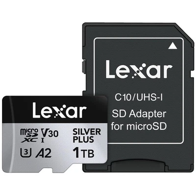 1T Professional Silver Plus Micro SD Card, UHS-I, C10, U3, V30, Full HD & 4K,... - Image 1 of 4