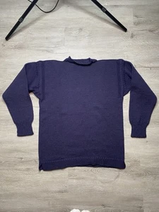 Vintage Le Tricoteur Traditional Guernsey Fisherman Sweater Navy Blue Wool Heavy - Imagen 1 de 6