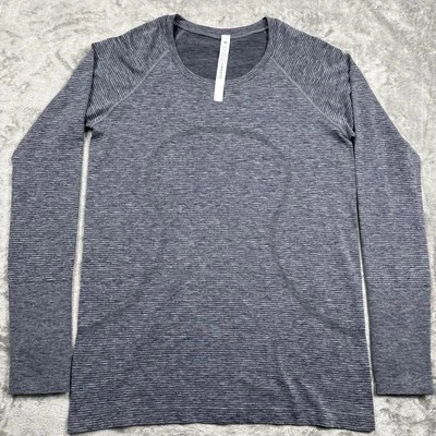 Camisa Lululemon Tetra Rayas Clásica Gris Marino 2.0 Swiftly Tech Manga Larga 12 Foto 1 de 4