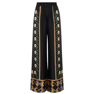 La DoubleJ Palazzo Pants Dazed Placee Black in Silk Twill W/ Pockets Women's S - Image 1 of 4