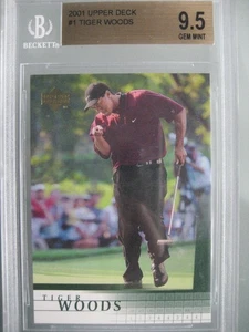 2001 Upper Deck #1 Tiger Woods Rookie RC BGS 9.5 GEM MINT - Bild 1 von 6