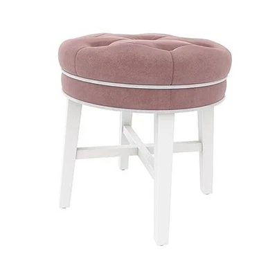  Taburete de tocador Sophia redondo acolchado de madera y tapizado sin respaldo para maquillaje rosa Foto 1 de 4
