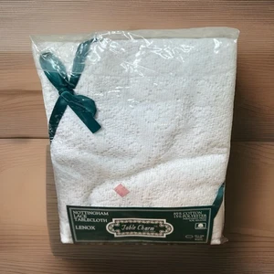 Lenox Nottingham Lace Tablecloth OVAL 70x108 White Table charm $70 Cottagecore - Picture 1 of 11