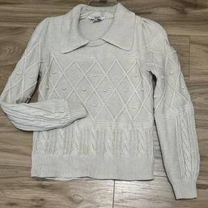 Suéter LK Bennett Talla XS Marfil Tejido con Cable Palomitas de Maíz Manga Larga Usado en Excelente Condición - Imagen 1 de 10