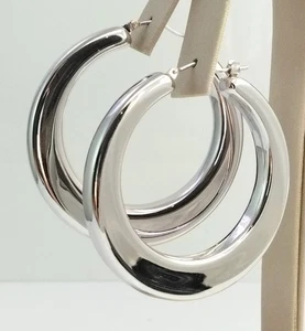 14K über Harz Weißgold 2" dicke Creolen FZ - Bild 1 von 4