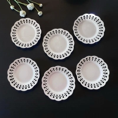 NEW ~ La Porcellana Bianca Firenze 6 Set SALAD Plates Approx. 7 7/8” Lacy Loop - Image 1 of 4