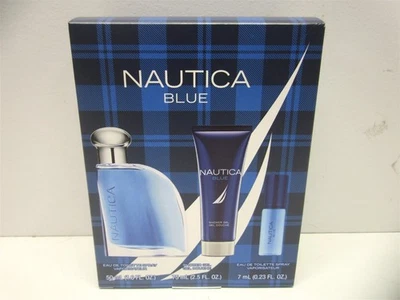 Gel de Ducha Azul Nautica, Eau de Toilette Juego de Regalo 3 Piezas Tamaño de Viaje  Foto 1 de 2