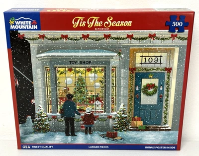 White Mountain Tis The Season Jigsaw Puzzle 500 Pc Larger Pieces Christmas Theme - Image 1 of 4