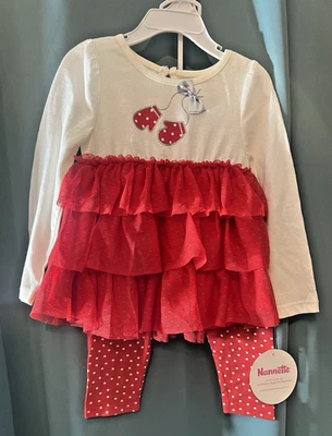 Nuevo con etiquetas Nannette Kids Holiday Juego de 2 piezas talla 3T Rojo/Blanco (A3) Foto 1 de 2