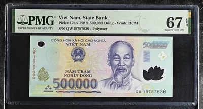 Vietnam 500000 Dong 2019 polímero P 124 o excelente gema UNC PMG 67 EPQ Foto 1 de 3