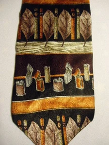 Roffe' Novel-Ties Granate Bronceado Gris Negro Tabaco Cigarros Diseño Seda 57"  - Imagen 1 de 2