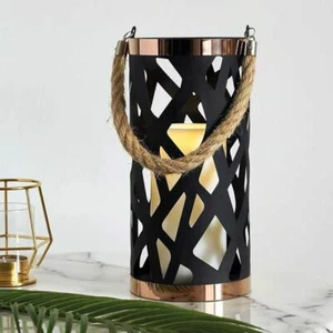 LED Laterne Lantern Soul Schwarz Batterie flacker Kerze außen Lampe Terrasse - Bild 1 von 11