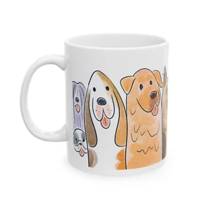Hundeliebhaber Keramiktasse Geschenk für Tierbesitzer Hund Motiv niedlich handgezeichnet Kaffeetasse - Bild 1 von 6