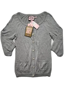 Juicy Couture Cardigan Sweater Top Size Petite P Button Long Sleeve Gray (1059) - Picture 1 of 6