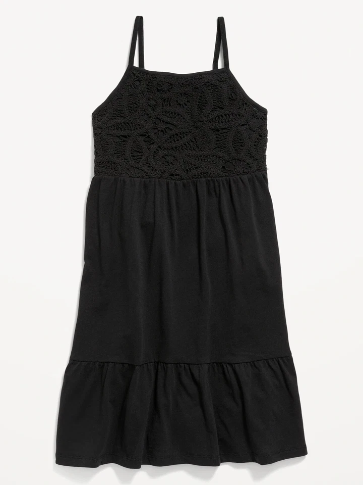 Old Navy Girls Crocheted Bodice Tiered Dress Black Size XS 5 - Image 1 of 1